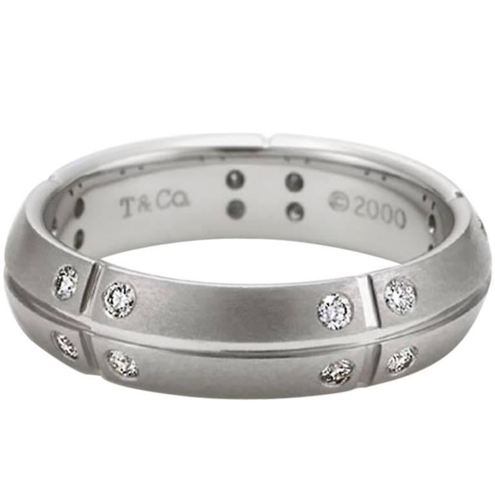 NIB Tiffany & Co. "Streamerica" Band 18K White Gold with Diamond Accents sz 6